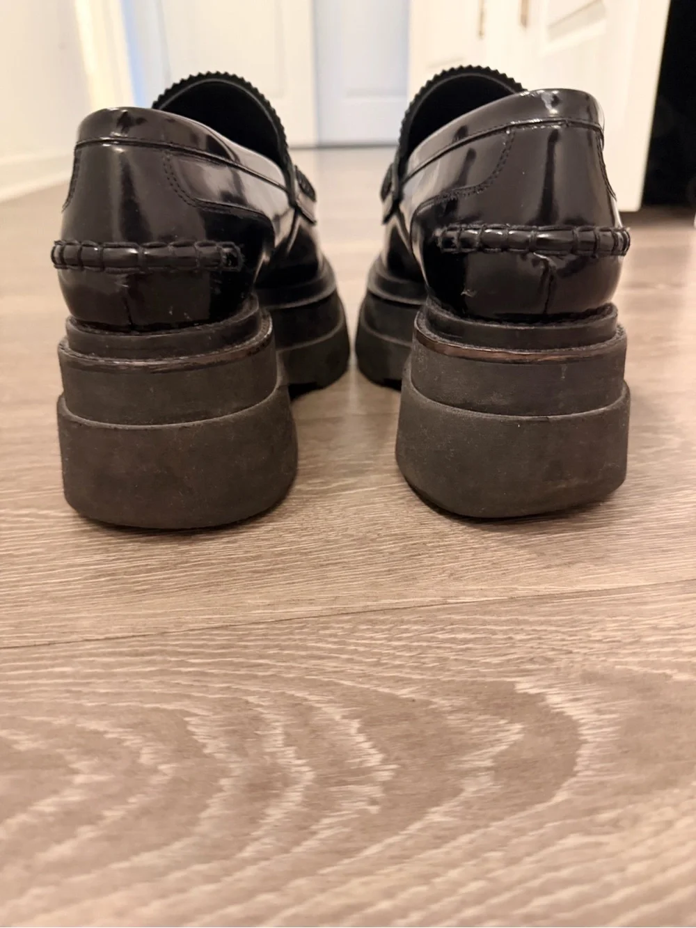 Alexander Wang Black Patent Platform Penny Loafers